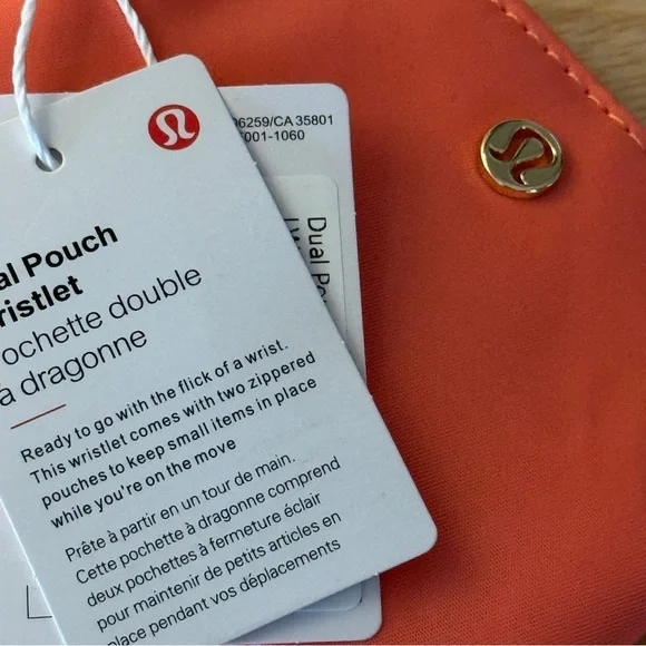 NWT Lululemon Dual Pouch Wristlet Coral Pink Mist Peach Cream NWT - Picture 3 of 7